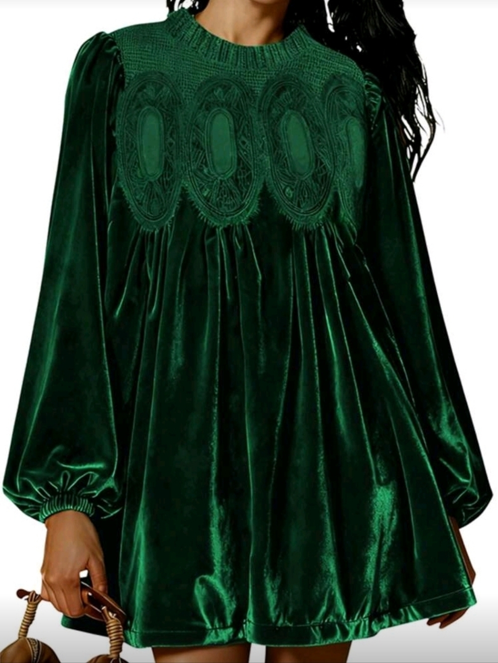 Emerald Green Velvet Tunic Dress